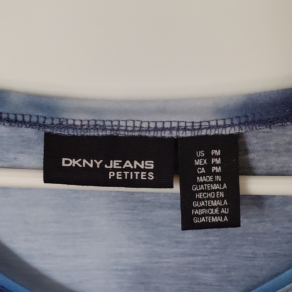 Dkny Blue White Sleeveless Asymmetrical Muscle Tee - Picture 3 of 4